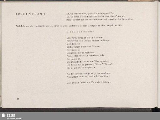 Ewige Schande
