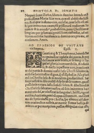 Ad Ephesios De Unitate ex Smyrna. Epist. X.