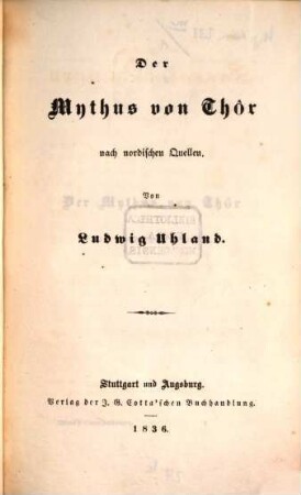 Sagenforschungen, 1. Der Mythus von Thôr nach nordischen Quellen