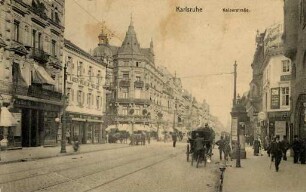 Erster Weltkrieg - Feldpostkarten. "Karlsruhe - Kaiserstraße"