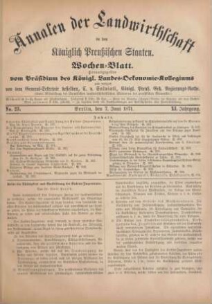 No. 23. Berlin, den 7. Juni 1871. XI. Jahrgang.
