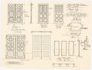 Sankt Anna, Lenhausen: Ansichten, Schnitte, Grundrisse 1:20 und Details von Kirchentüren