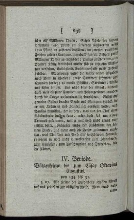 IV. Periode. Bürgerkriege bis zum Cäsar Oktavius Augustus.