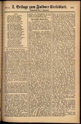 Dritte Ausgabe vom Samstag, den 01. Dezember 1900.