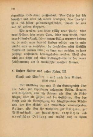 5. Unsere Kultur und unser Krieg. III.