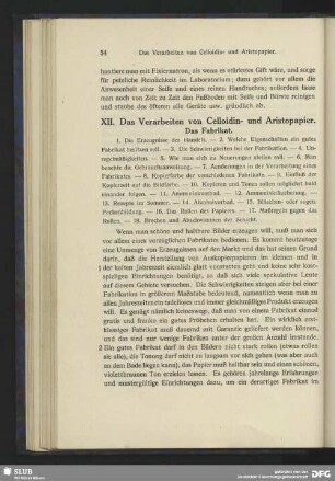 XII. Das Verarbeiten von Celloidin- und Aristopapier