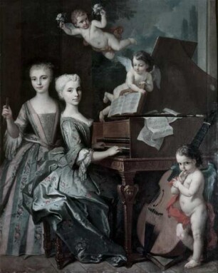 Adélaide von Gueidan und ihre Schwester Cadette am Klavier