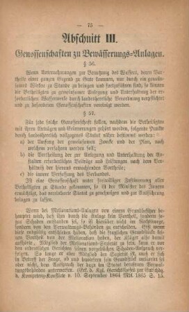 Abschnitt III. Genossenschaften zu Bewässerungs-Anlagen.