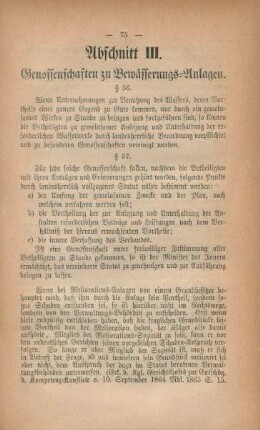 Abschnitt III. Genossenschaften zu Bewässerungs-Anlagen.