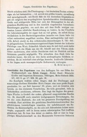 575-577 [Rezension] Caspar, Erich, Römische Kirche und Imperium Romanum