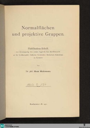 Normalflächen und projektive Gruppen
