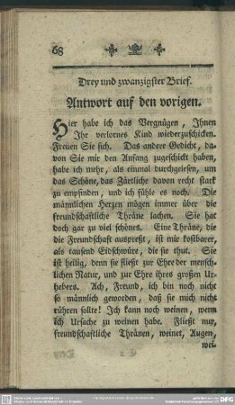Drey und zwanzigster Brief. Antwort auf den vorigen