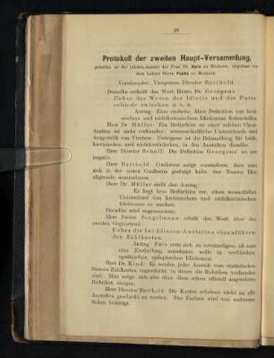 Protokoll der zweiten Haupt-Versammlung