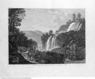 Raccolta delle vedute pittoresche di Roma e de suoi contorni ... volume 1. Parte 1., Tafel 12 (N. 7): Veduta delle Cascatelle di Tivoli in 2. do piano