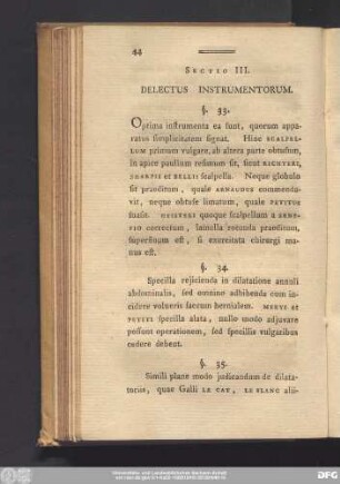 Sectio III. Delectus Instrumentorum.