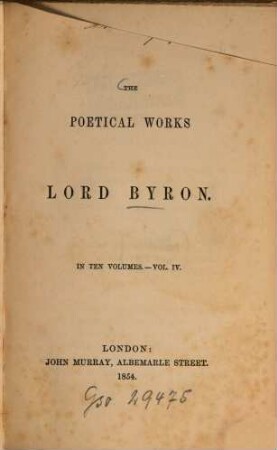 The poetical works of Lord Byron : In 10 vol., 4
