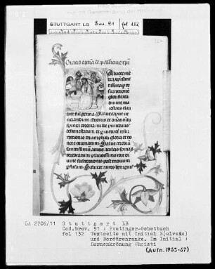 Gebetbuch des Konrad Peutinger — Initiale S (alvete), darin Dornenkrönung, Folio 132recto