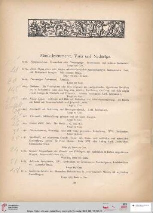 Musik-Instrumente, Varia und Nachträge (Nr. 1202 - 1257)