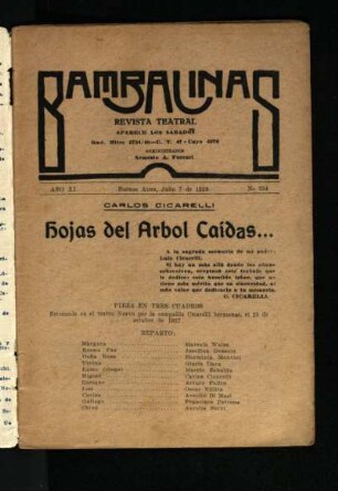 Hojas del árbol caídas : pieza en tres cuadros