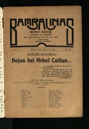 Hojas del árbol caídas : pieza en tres cuadros