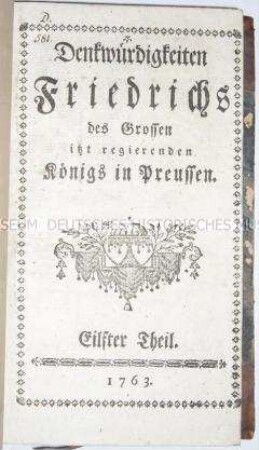 Zeitgenössische Biografie über Friedrich den Großen