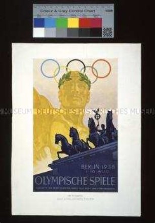 Schmuckblatt mit dem Entwurf eines Plakates zu den Olympischen Spielen 1936 in Berlin