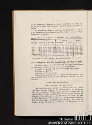 § 6. Fehlerquellen und ihre Beseitigung. Arbeitsgenauigkeit.