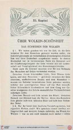 XI. Das Schweben der Wolken