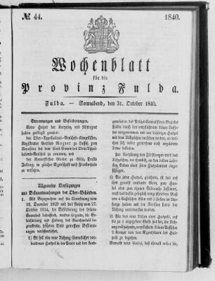Nr. 44, Ausgabe vom 31. Oktober 1840