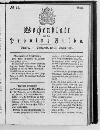 Nr. 44, Ausgabe vom 31. Oktober 1840