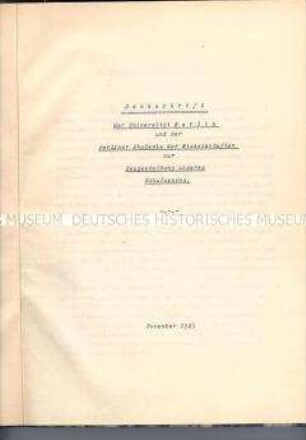 Maschinenschriftliche Denkschrift mit handschriftlichen Anmerkungen zur Neugestaltung des Schulwesens im Nachkriegsdeutschland