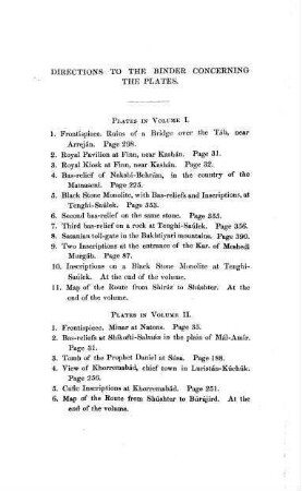 Directions to the Binder Concerning the Plates