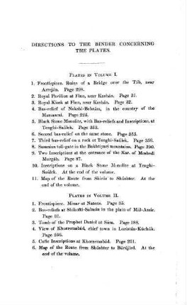 Directions to the Binder Concerning the Plates