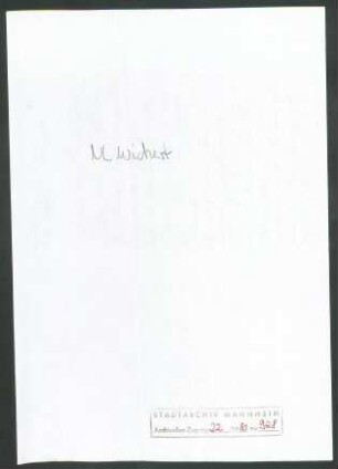 Ranke, Marie, Heidelberg, an Wichert