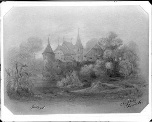 Hallwil Außenansicht Gemälde von Joseph Victor von Scheffel