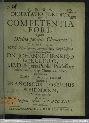 Dissertatio Iuridica De Competentia Fori