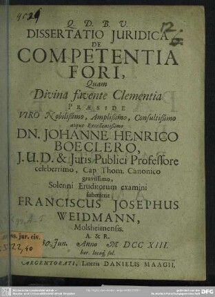 Dissertatio Iuridica De Competentia Fori