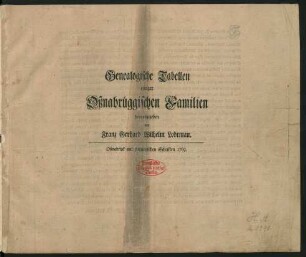 Genealogische Tabellen einiger Oßnabrüggischen Familien