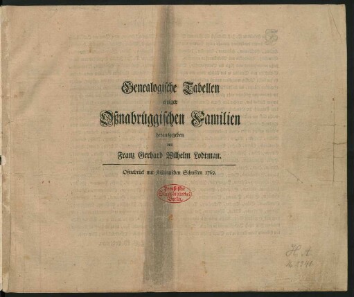 Genealogische Tabellen einiger Oßnabrüggischen Familien