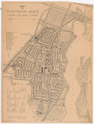Neugestaltung Berlin-Gatow: Lageplan 1:4000, Straßenprofile 1:400