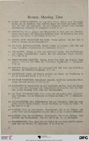 Bronze, Messing, Zinn (Nr. 391 - 424)