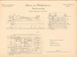 Schleuse am Mühlendamm, Berlin: Maschinenanlage, dreifache Differential-Presspumpe: Schnitte 1:10