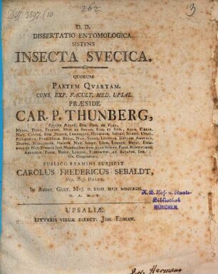 Diss. entomol. sistens insecta Suecica