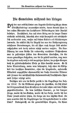 Die Gemeinden während des Krieges