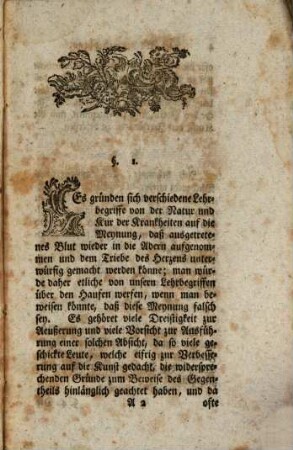 Untersuchung der Frage, ob ausgetretenes Blut wieder aufgenommen und dem Triebe des Herzens unterwürfig gemacht werden könne?