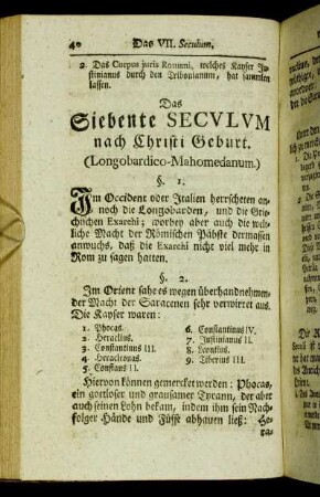 Das Siebente Seculum nach Christi Geburt. (Longobardico-Mahomedanum.) - Das Achte Seculum nach Christi Geburt. (Francico-Iconoclasticum.)