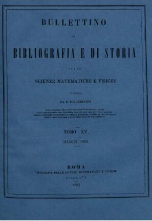 Tomo XV. Maggio 1882.