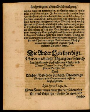 Die Ander Leichpredigt.