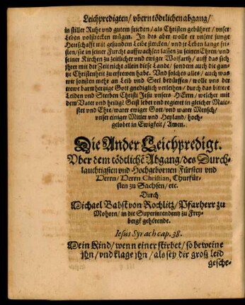 Die Ander Leichpredigt.