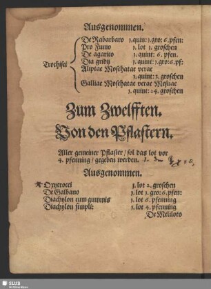 Zum Zwelfften. Von den Pflastern